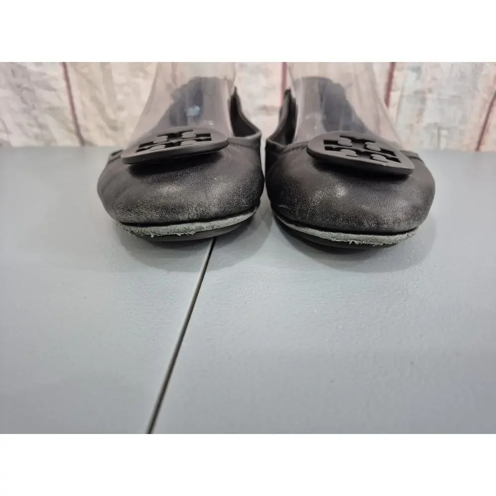 Tory Burch Minni Travel Ballet Flat in Black Leather Size 8.5 M Casual Night Out